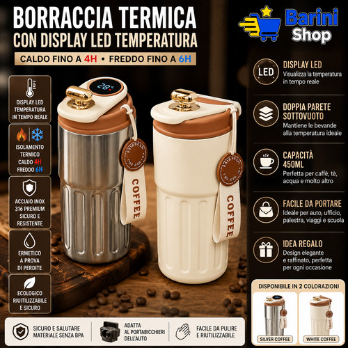 Borraccia termica 450ml led - borraccia,
